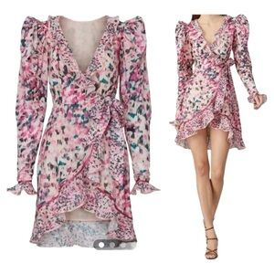 Rococo Sand Mimi Ruffle Trim Long Sleeve Mini Wrap Dress M Pink Travel
Resort